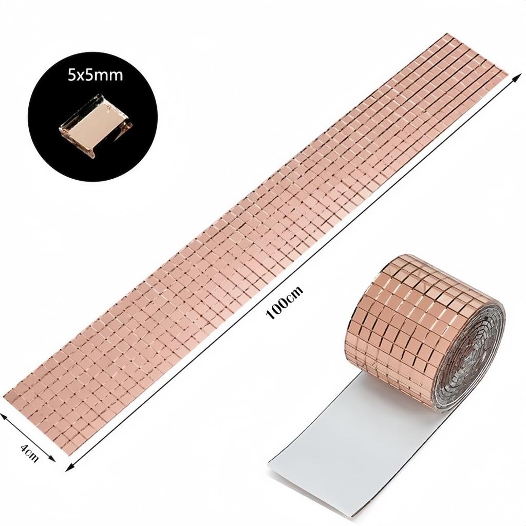 4x100cm Creative DIY Glass Mirror Stickers Mosaic Glass Self-adhesive Mirror Wall Stickers 3D Background Wall Mirror Decoration