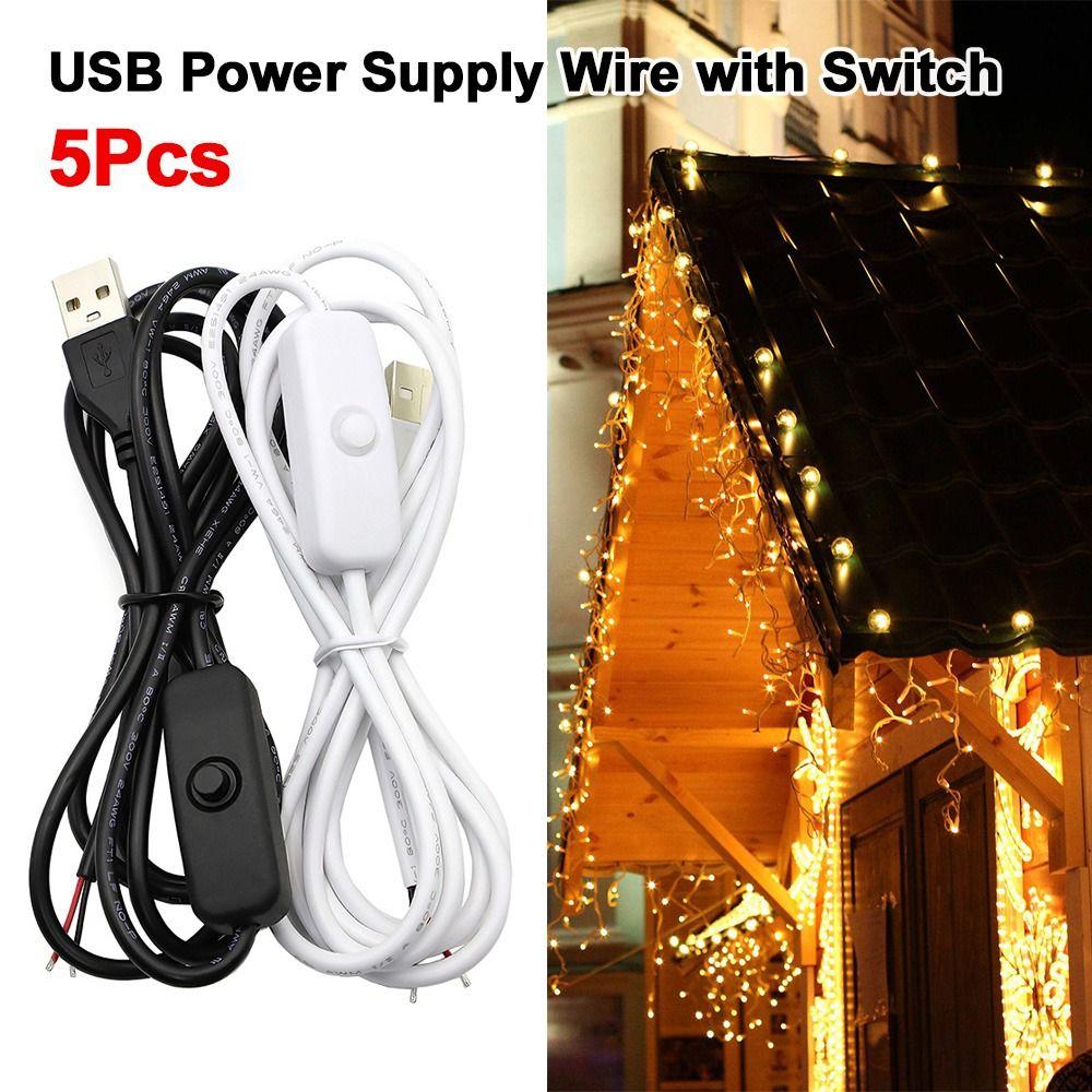 5Pcs 1.5M USB Power Supply Wire 5V ON OFF Switch Cable USB Extension Cable for USB Fan Desk Light
