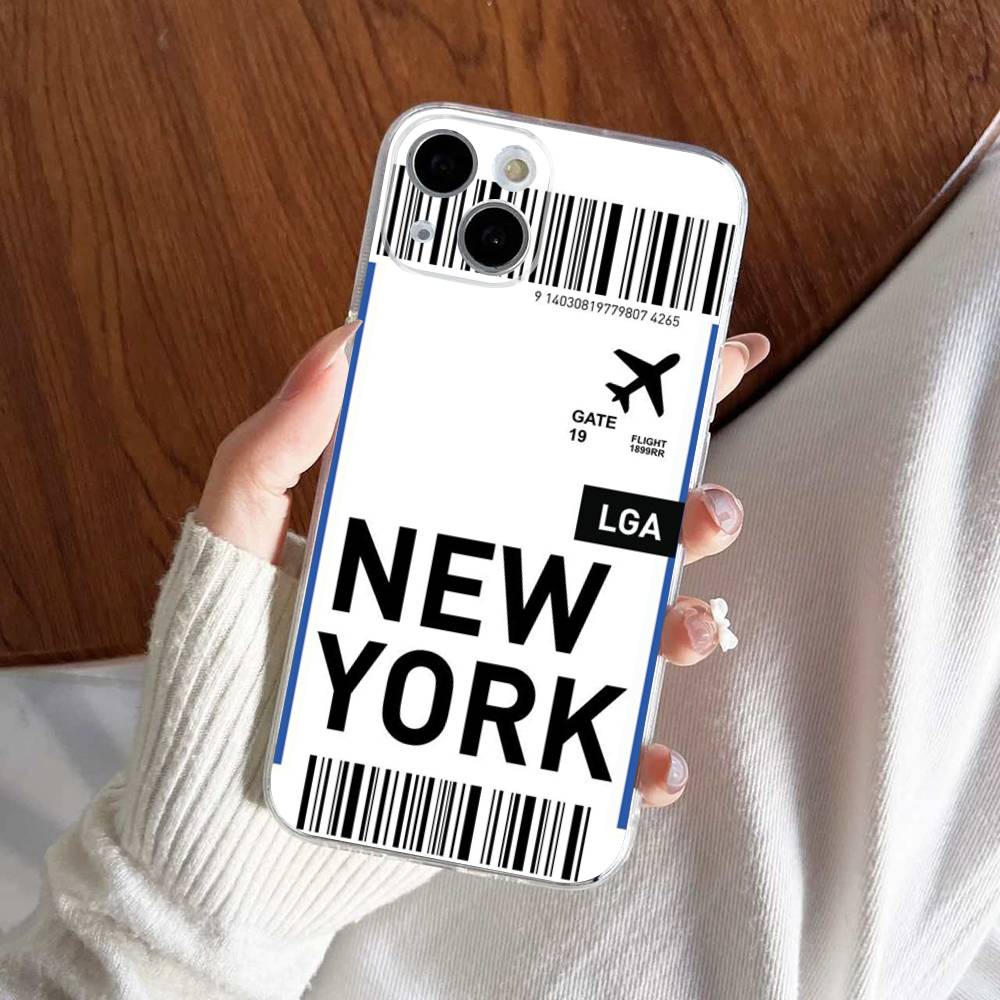 Funny World City Tourist Ticket Label Phone Case For iPhone 17 16 15 14 13 12 11 Pro Max Plus Mini Clear Soft Shell Thin Tpu