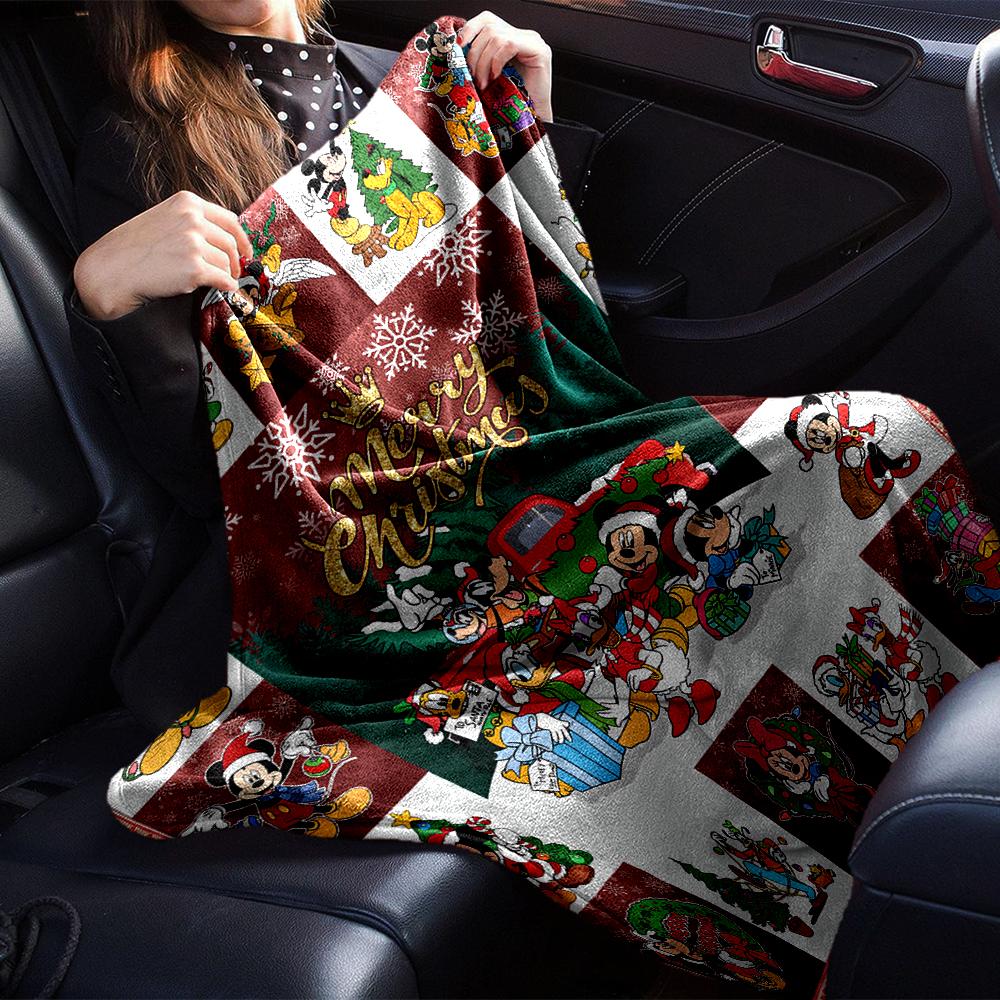 Merry Christmas Disney Characters Blanket Soft Throw Blanket For Home Bedroom Bed Sofa Travel Office Solid Christmas Blanket