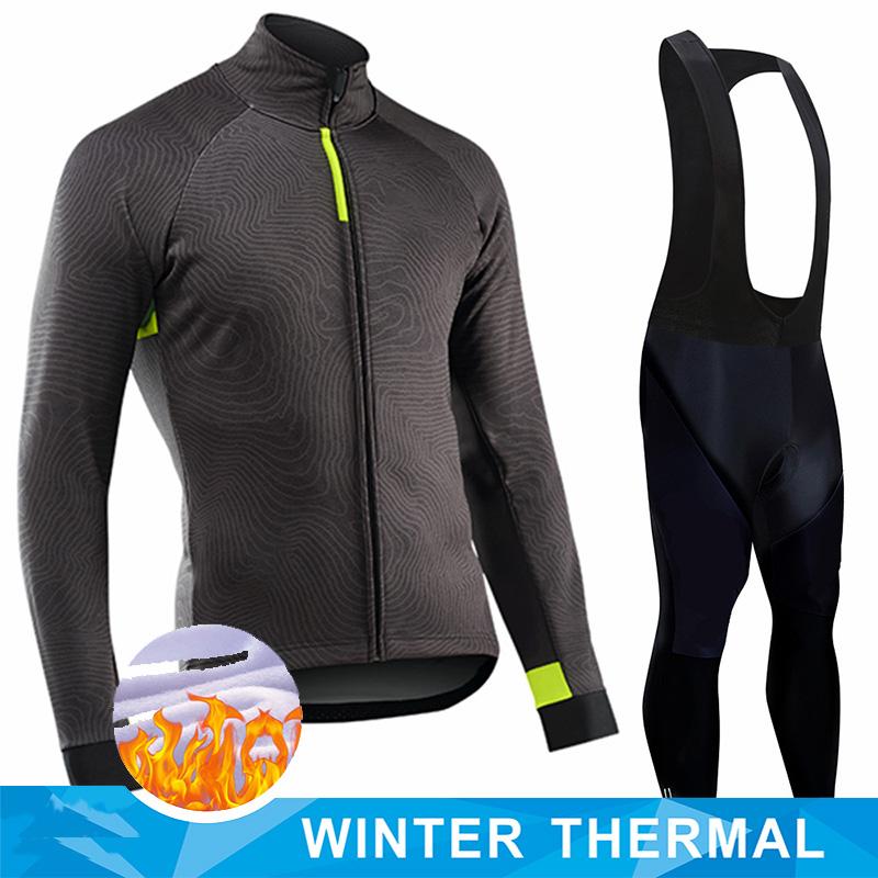 Men 2026 Winter Velvet Warm Cycling Clothing Suit Set Thermal Fleece Bicycle Jersey Set MTB Warm Bike Jersey Set Ropa