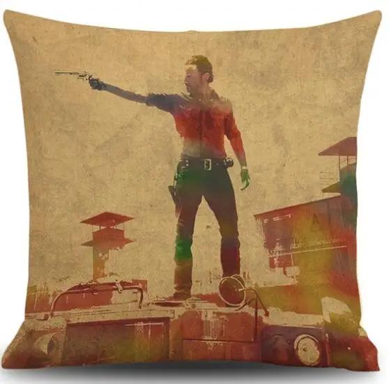 Cushion Cover Linen Walking Dead Printed Throw Pillows Cover Car Sofa Decorative Pillowcase Decorativos Cojines Coussin 45x45cm