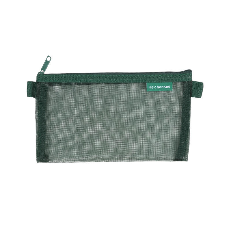 Simple Transparent Mesh Office Student Pencil Cases Nylon School Supplies Pen Box