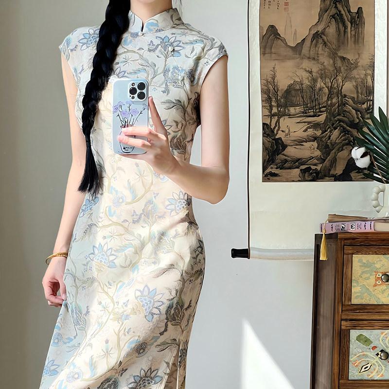 Sleeveless Republic of China style new Chinese style Suzhou long cheongsam improved young girl high sense can be worn daily in summer