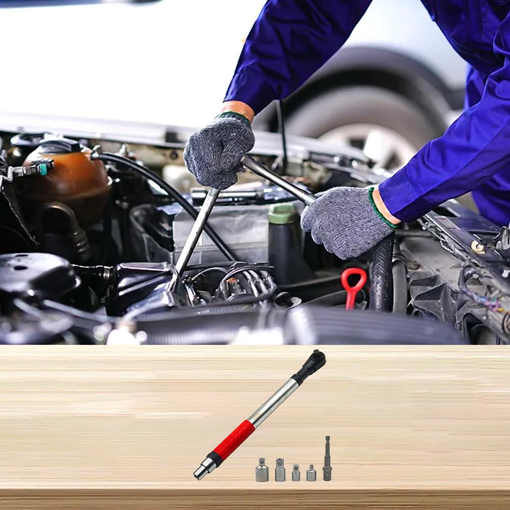 High torque 2in1 automatic hand wrench extender tool with narrow neck design and quick change system for fast socket switching