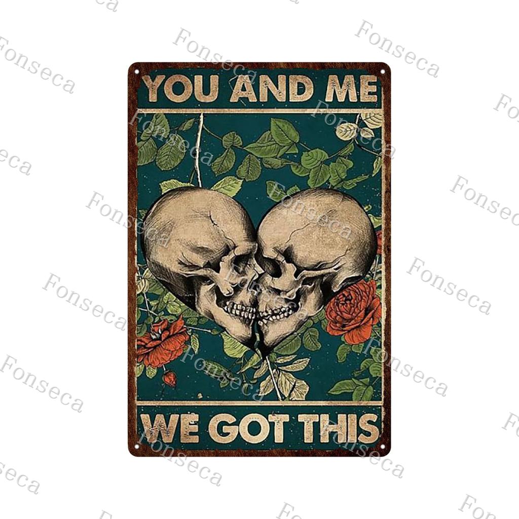 Retro Human Skeleton Tin Sign Gardening That's What I Do I Grow Stuff and I Know Things Cactus Vintage Chic Metal Poster