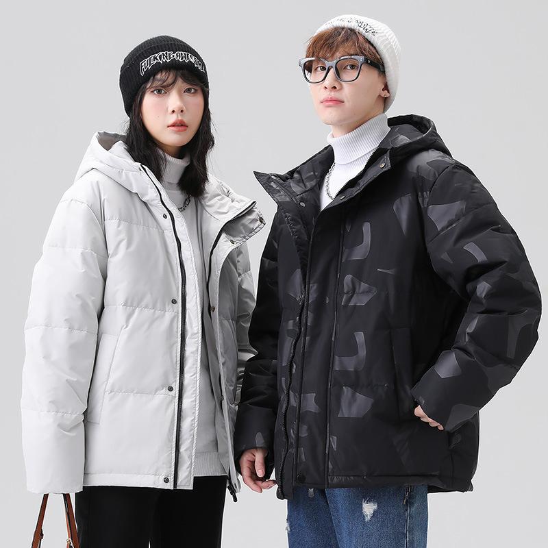 Down jacket men's youth trendy brand white duck down warm down couple casual jacket autumn and winter hooded bread jacket