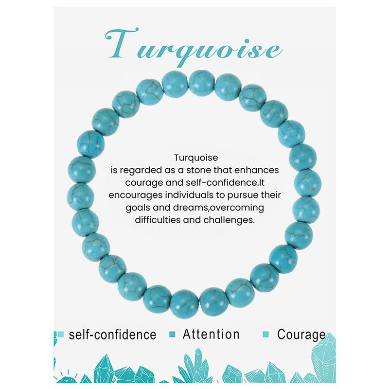 Natural Stone Beaded Bracelets With Card 8mm Apatite Amethysts Carnelian Tiger Eye Stone Stretch Bracelets For Women Men