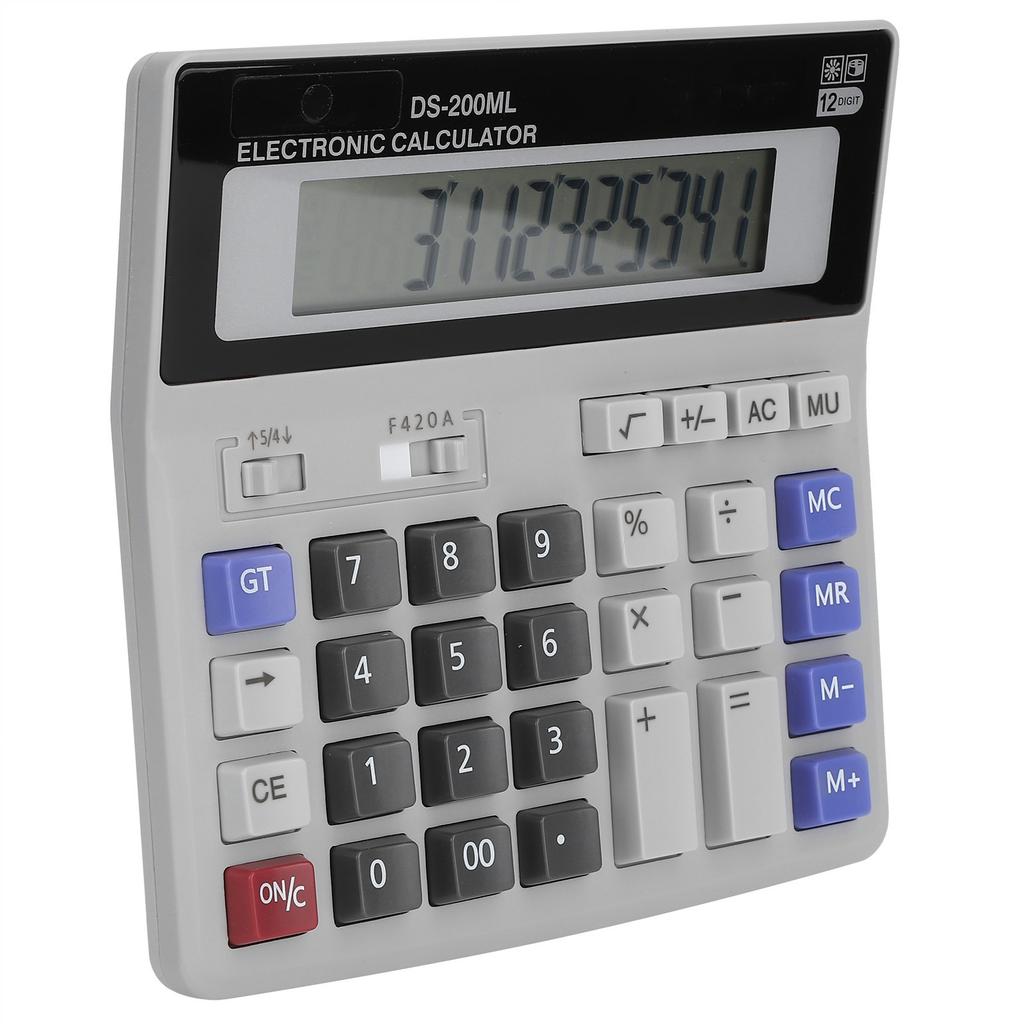 Solar Powered Calculator LCD Screen Basic Office Standard Function Calculator 12 Digit