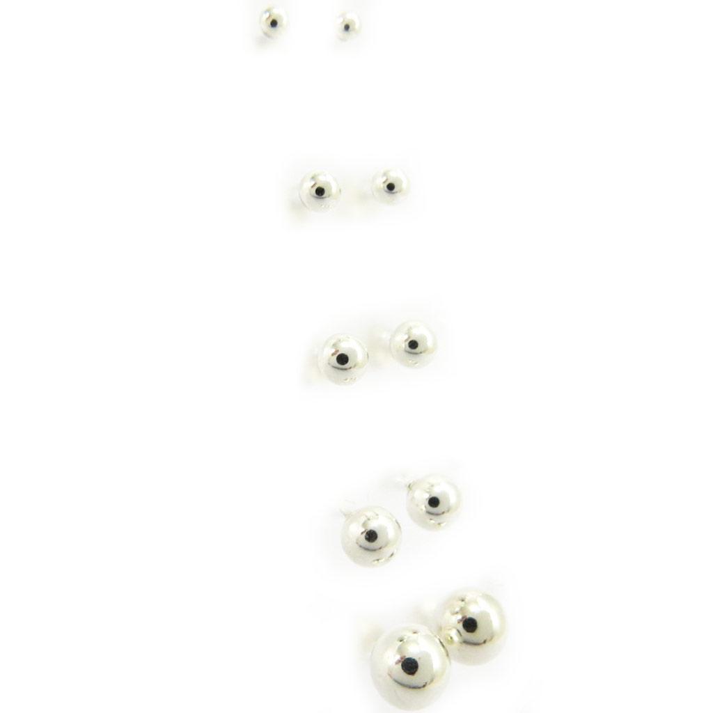 Les Trésors De Lily [L6711] - Set of 5 Pairs of Silver 'Billes' Earrings (3 To 10 Mm)