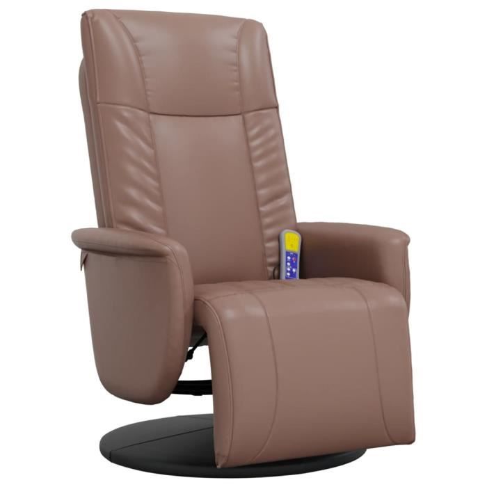 VidaXL Recliner Massage Chair Footrest Brown Faux Leather 356514