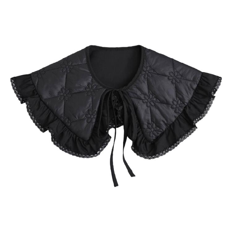 Sophisticated Sequins Quilted Cape False Collar Chinese Elegant Ruffled Lace Layering Shawl Clothing Accessory for Dress