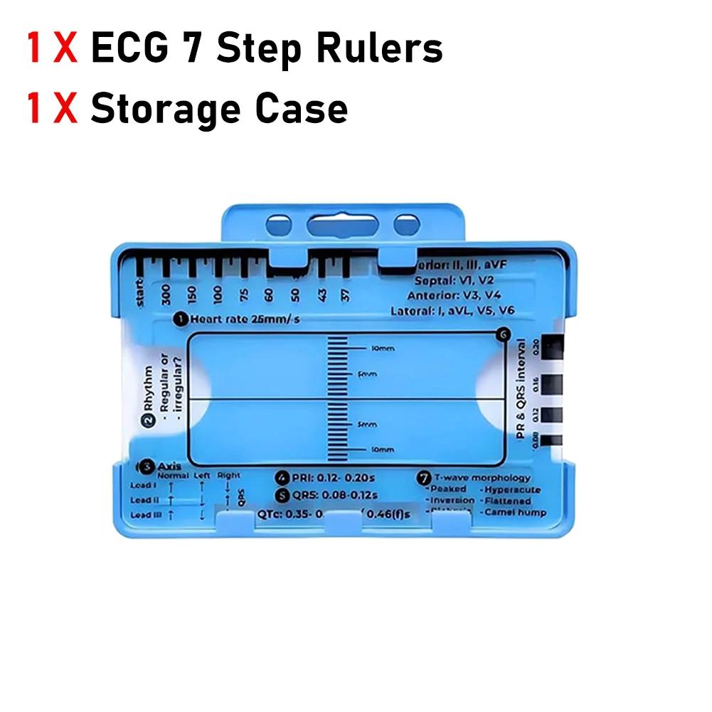 Transparent Ecg 7Step Ruler Portable Help Explain Ecg Pocket Caliper Ecg/Ekg Plastic Ruler Ekg Interpretation Ruler Measure Tool