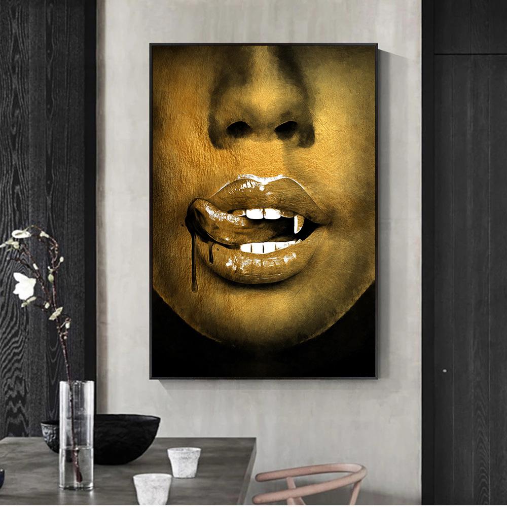 Sexy Red Lip Poster Woman Art Lip Print  Art Canvas Painting Wall Decor Picture For Office Room