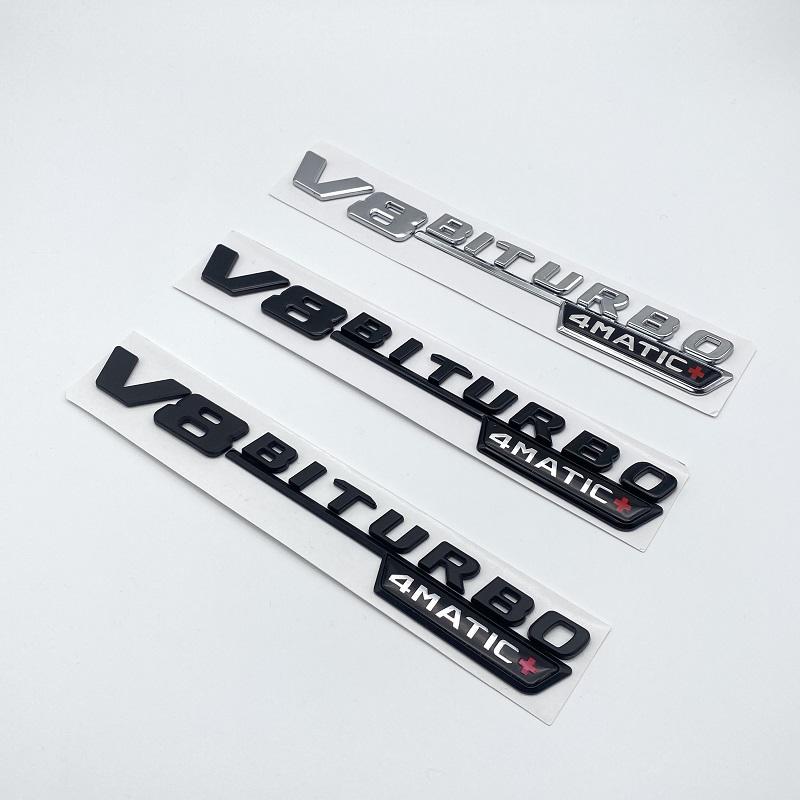 3D Silver Black Letters GLS63 V8 Biturbo ABS Emblem for Mercedes Benz AMG X166 Car Styling Fender Trunk Nameplate Logo Sticker
