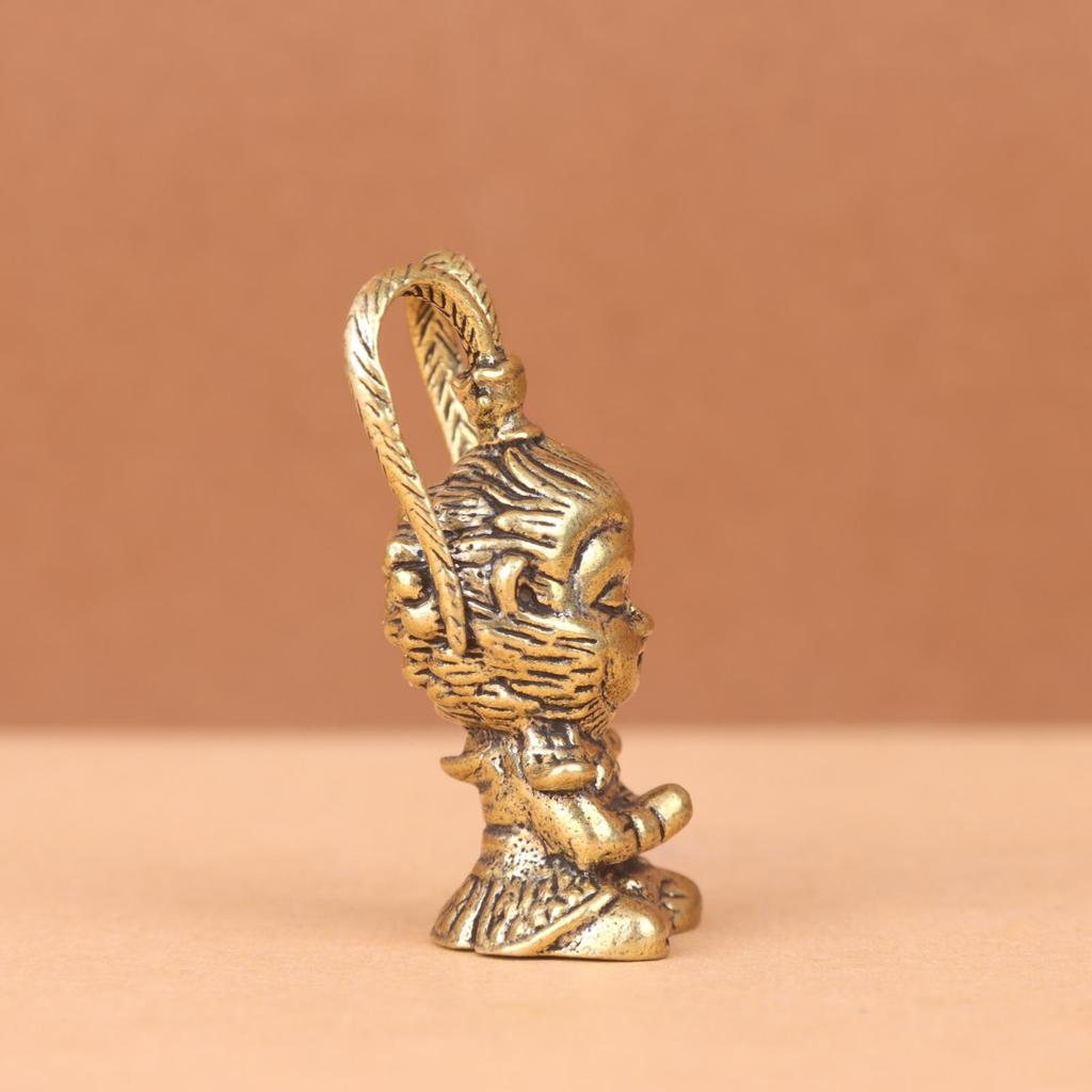 Handmade Brass Monkey King Ornament: Exquisite Braided Design and Solid Carving