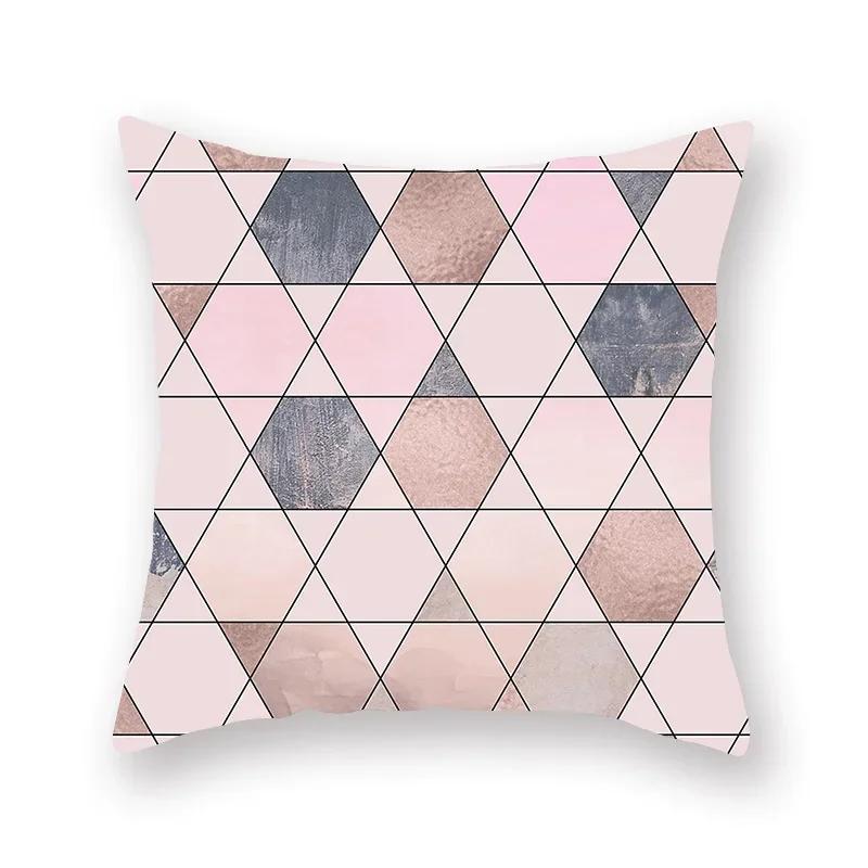 Rose Pink Geometric Marble Cushion Covers Hot Modern Nordic Decorative Throw Pillow Covers Sofa Car Seat Home Pillowcase 45*45Cm