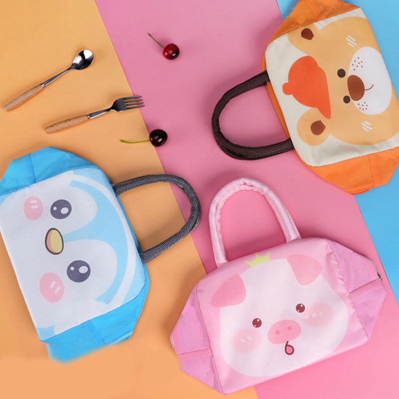 Cartoon Cute Lunch Bag For Children Aluminum Insulation Keep Temperature Lunch Box Hangbag Outdoor Picnic Food Storage Bags