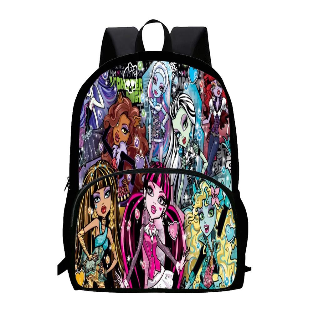 Capacity Children Large Backpack With Monster High Print Design For Daily School