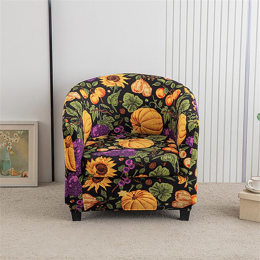 

European Printing Thickened Sharding Type Semi-Circular Single Sofa Cover Internet Cafe Hotel Cafe Sofa Chair Cover Semicircular single sofa cover