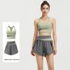 Nude Feeling Yoga Set: Color Block Anti-Exposure Two-Piece Sports Shorts