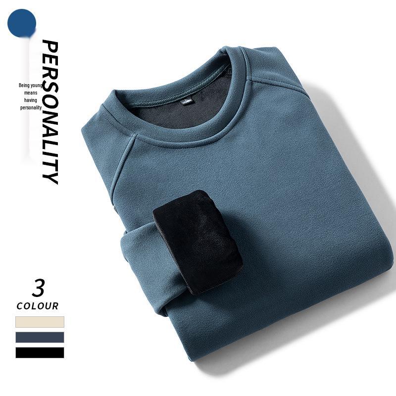 Men's Double-Sided Fleece Crew Neck Thick Thermal Sweatshirt 