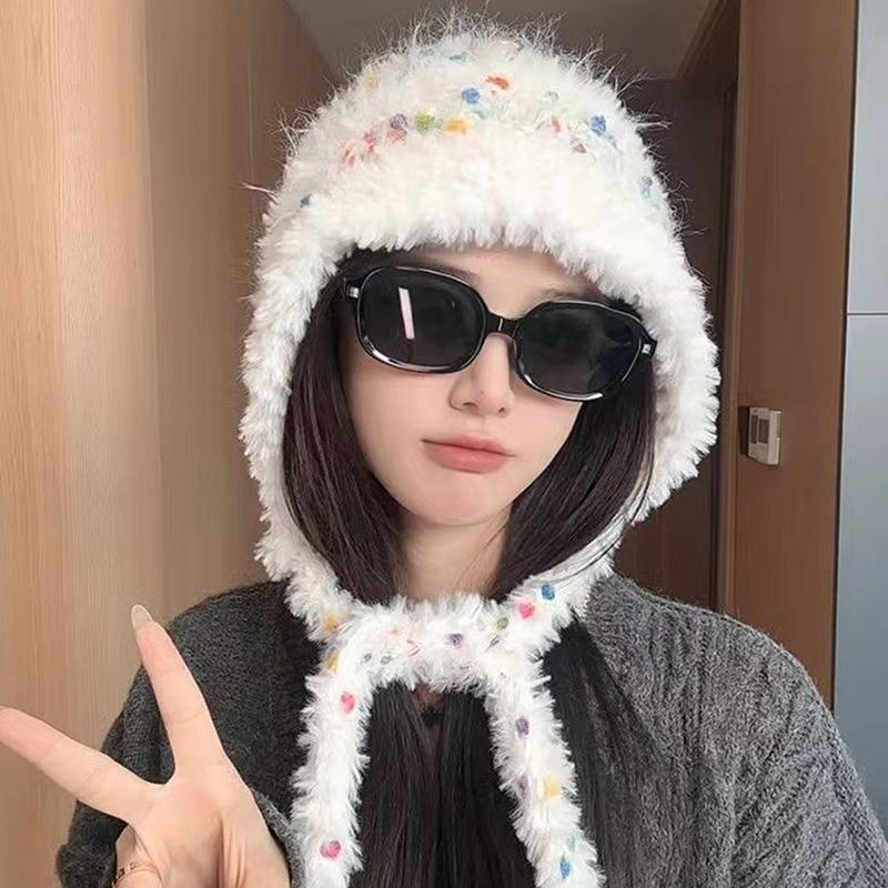 1PCS Autumn And Winter Warm Wool Hat Hand-woven Hollow Bag Hat Women's Ethnic Style Fringed Ear Protector Knitted Hat