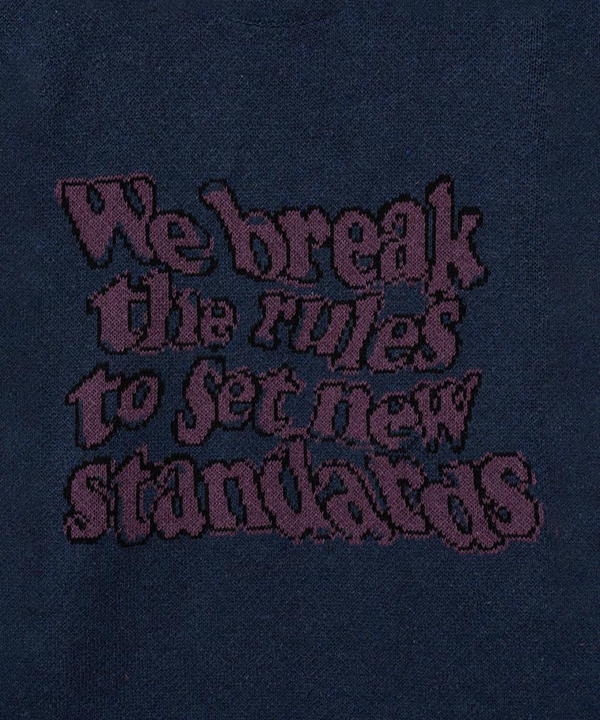 STANDARDERROR 87-Stan191 Art Lettering Oversized Jacquard Knit Navy