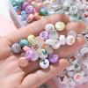 30pcs 6*10mm Mixed Acrylic Letter Beads Round Spacer Loose Beads for DIY Necklace Bracelet Earring Jewelry Making Accessories