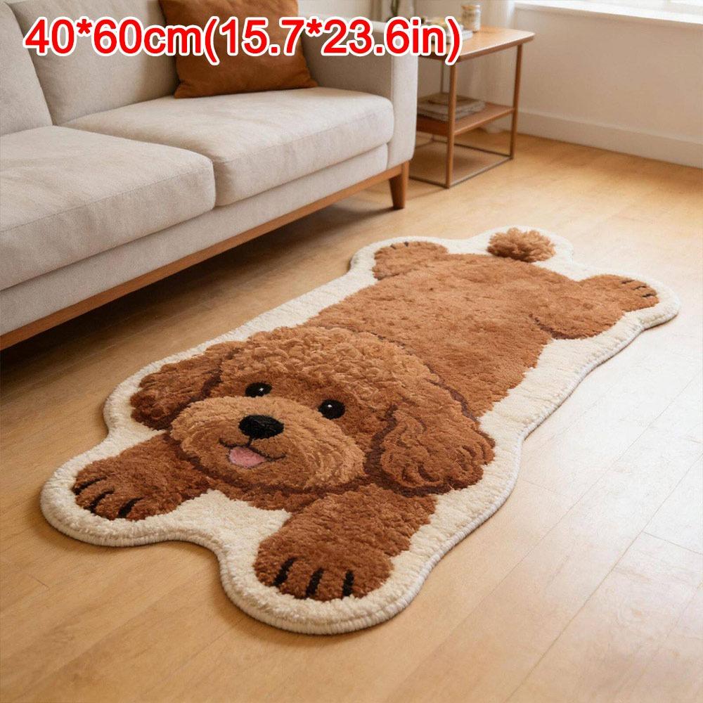 Pet Theme Rug Dog Shaped Rug Decorative Carpet Animal Floor Mat Cute Entryway Mat  Bedroom Decor
