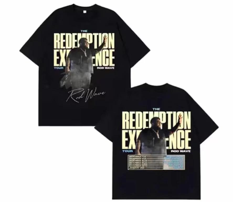 

Rod Wave The Redemption Experience Tour 2025 Хлопковая футболка 100% Мужские футболки Топ, Подарок фанатам L