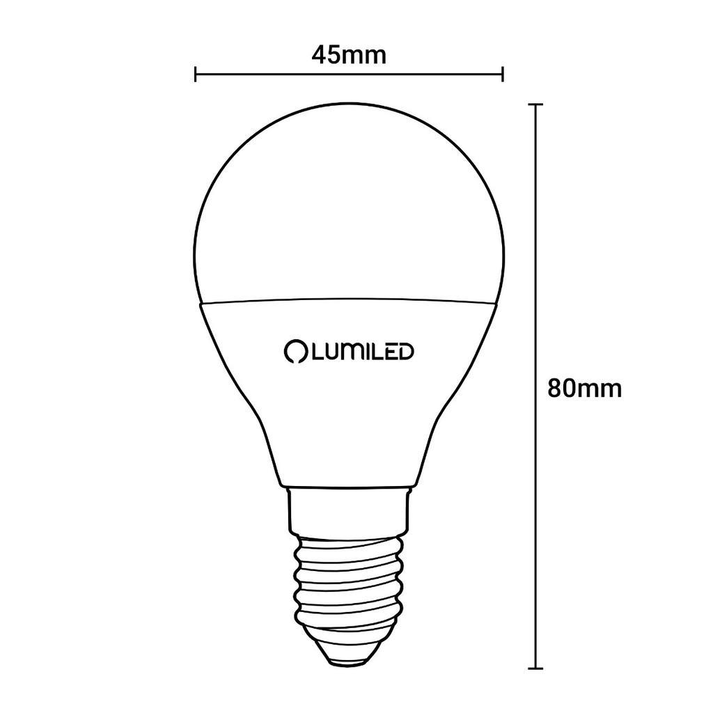 Lumiled Pack of 6 E14 P45 2.5W Golf Ball LED Bulbs (25W Equivalent, Cool White 6500K, 249lm, 180°)