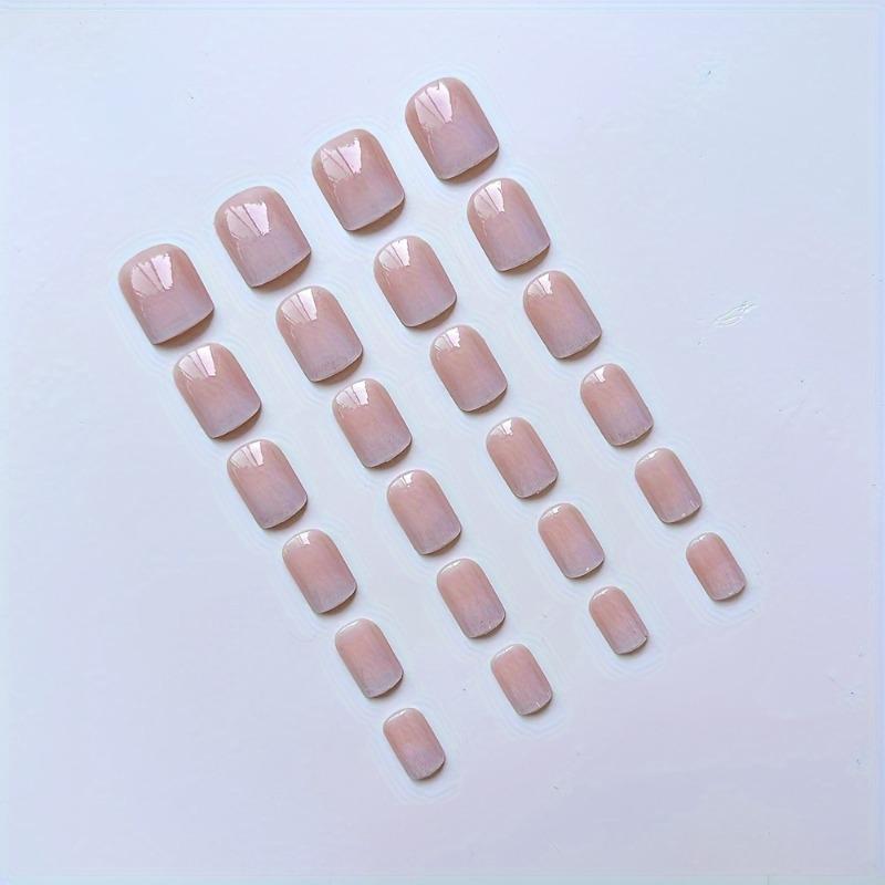 Kurze quadratische Press-On-Nägel Nude-Rosa-Gradient Falsche Nägel für Damen
