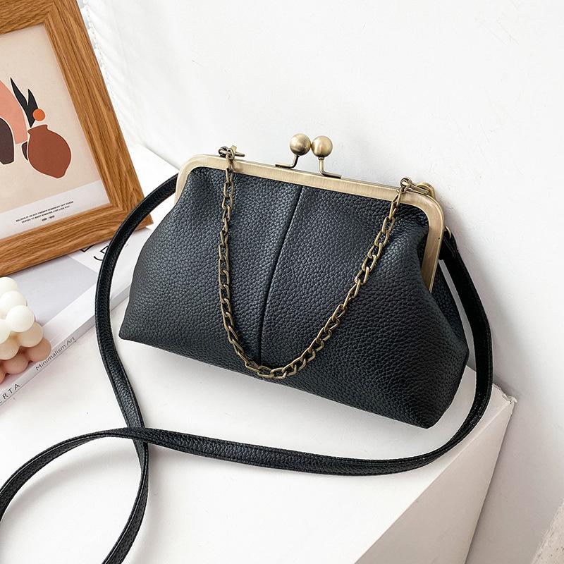 

Vintage Shoulder Bags Women Small Chain Crossbody Bags Kiss Lock Handbags Designed Brand Women Clip Messenger Bags Sac Bolsa чёрный