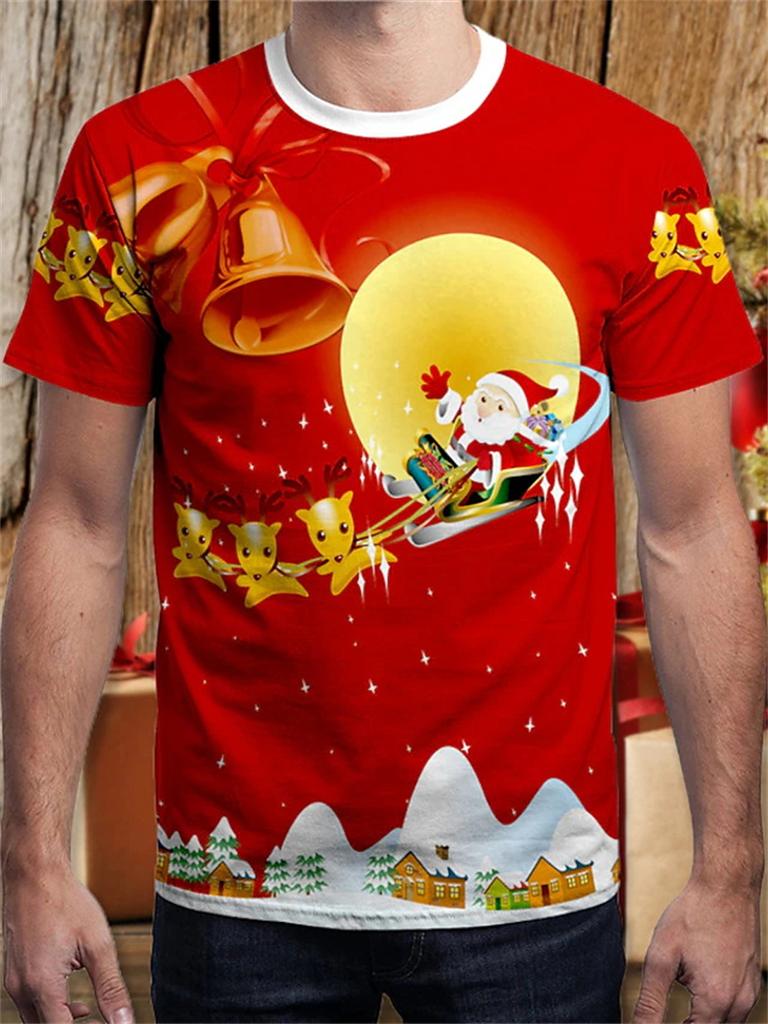 Christmas 3d Print T Shirt Fall Fashion Women's Clothing Christmas Graphic Short Sleeve Casual Oversized T-shirt Men Clothing Tee