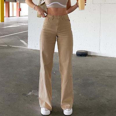 New Solid Color Jeans Women Drape Loose and Thin High-waist Straight-leg Pants Women Casual Trousers