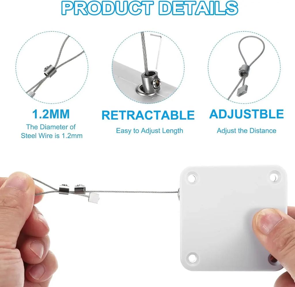 Automatic Door Closer Punch-free 500g-1000g Wire Rope Retractable Automatic Recovery Coil Closing Device Furniture Hardware Tool