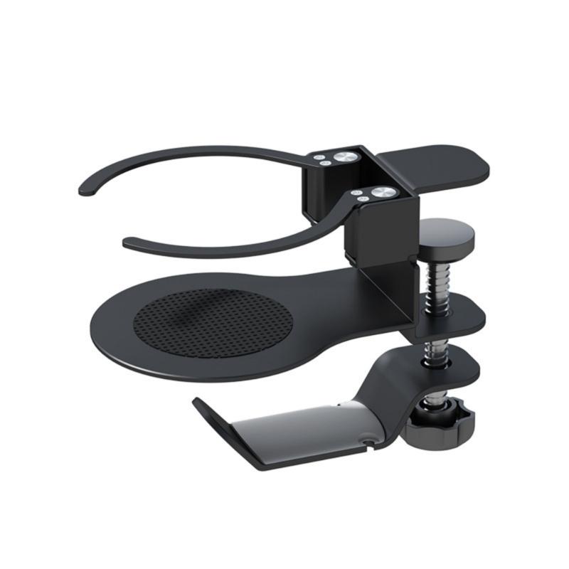 

Adjustable 2 in 1 Clamp On Cup Holder With 360°Rotating Headsets Hanger Hook For Office Gaming Desks 5kg Hook Load чёрный