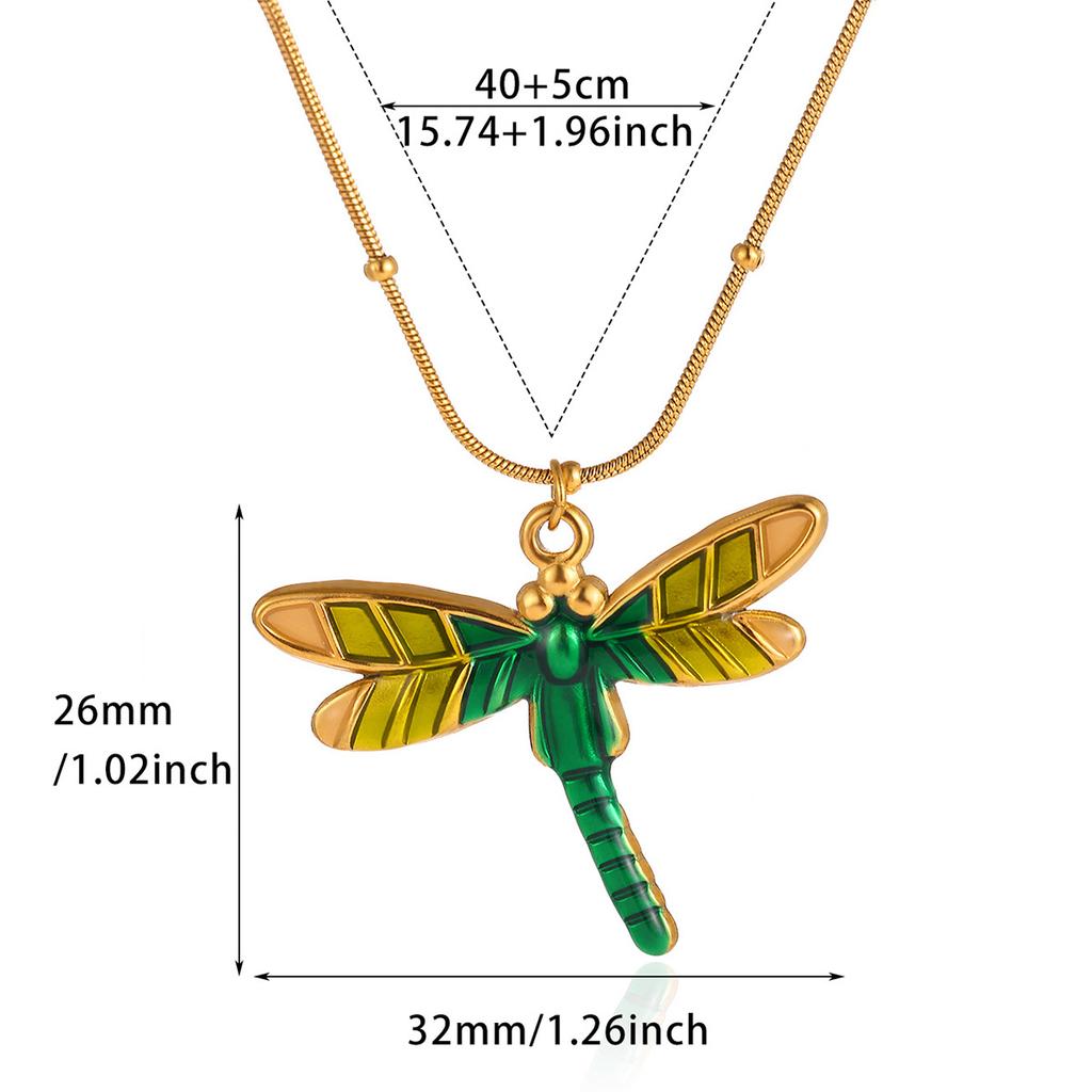 Vintage Enamel Dragonfly Bow Charm Star Moon Pendant Necklace Gold Color Dainty Ginkgo Leaf Choker For Women Boho Jewelry Gifts