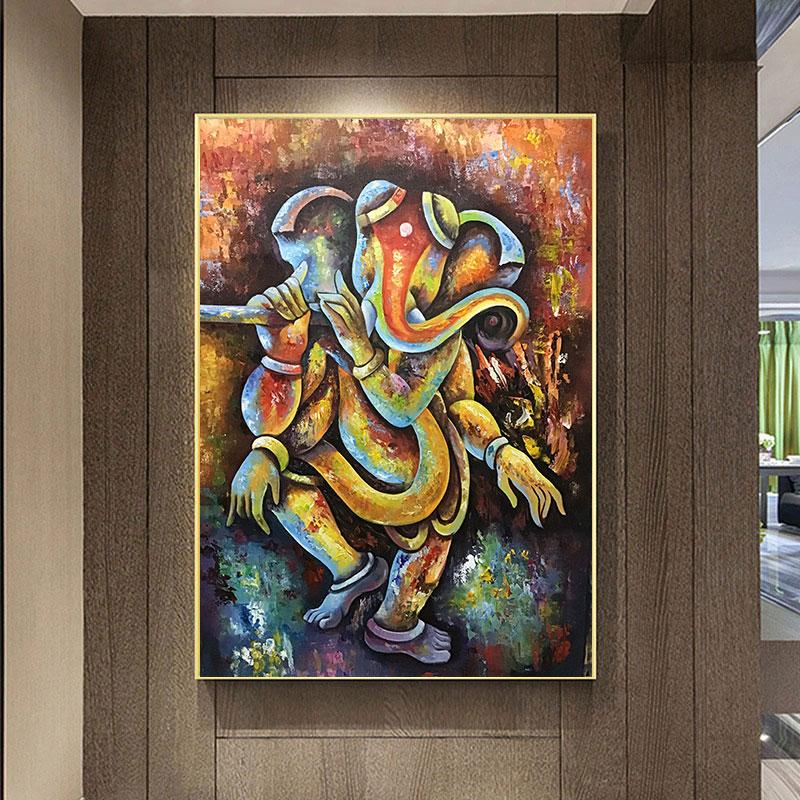 Abstrakcyjny obraz na płótnie z bogiem słonia, plakaty z bogiem hinduskim, wydruki Ganesha, sztuka ścienna do wystroju salonu Cuadros bez ramki