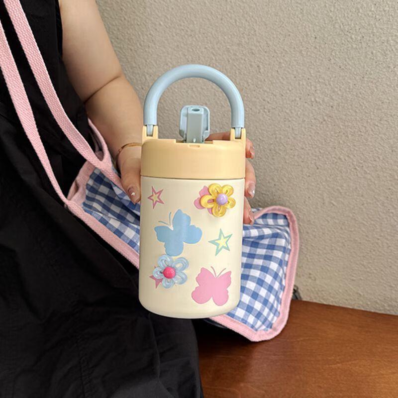 TLAKEHO 500ml Portable Insulated Stainless Steel Straw Water Bottle