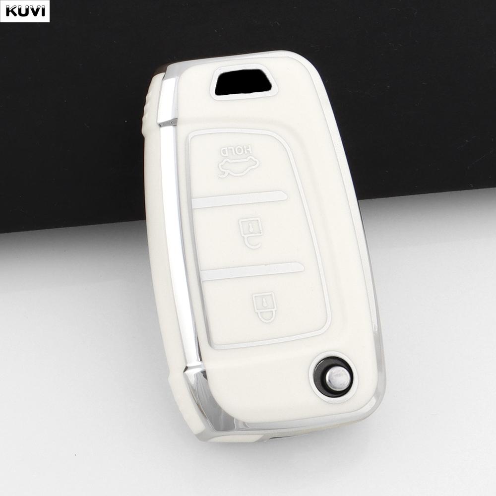 

Shell For Hyundai Elantra Solaris Tucson I30 I35 I40 Kona Genesis Santa Fe Azera Remote Tpu Car Flip Key Case Cover Fob Keychain