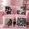 Classic Modern Flowers Cushion Cover Soft Short Plush Double-Sided Printing Home Decor Machine Washable Pillow Case Gift