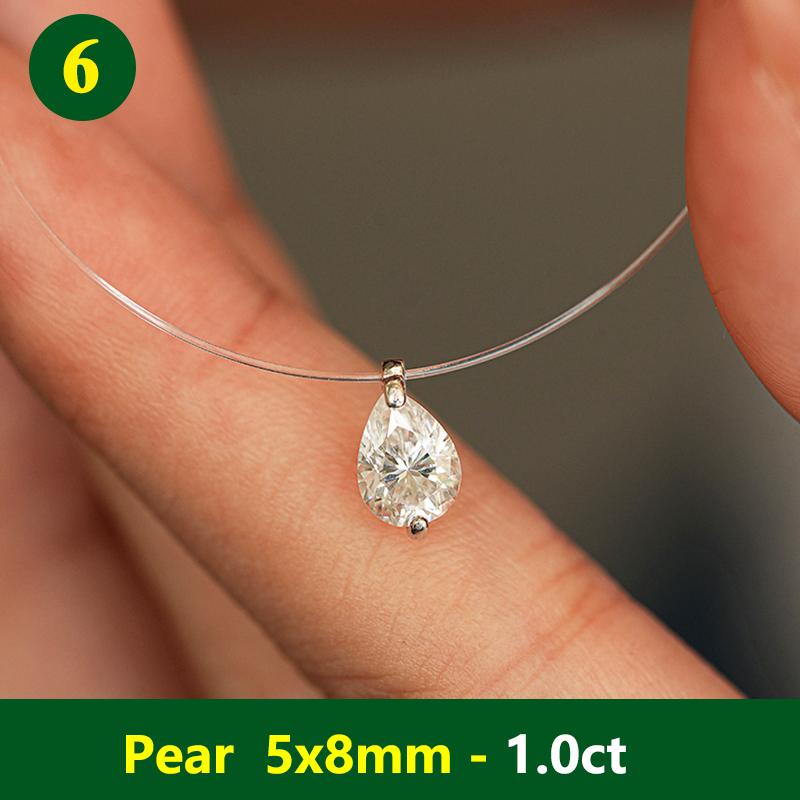 Fishing Line Women Moissanite Necklace Pendant Original 925 Sterling Silver Jewelry Moissanite Diamond  Necklace for Women