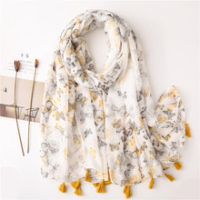 Spring and Summer Cotton and Linen Hand Scarf Gold Hot-scalding Hexi Corridor Corrugated Burr Scarf Warm Shawl