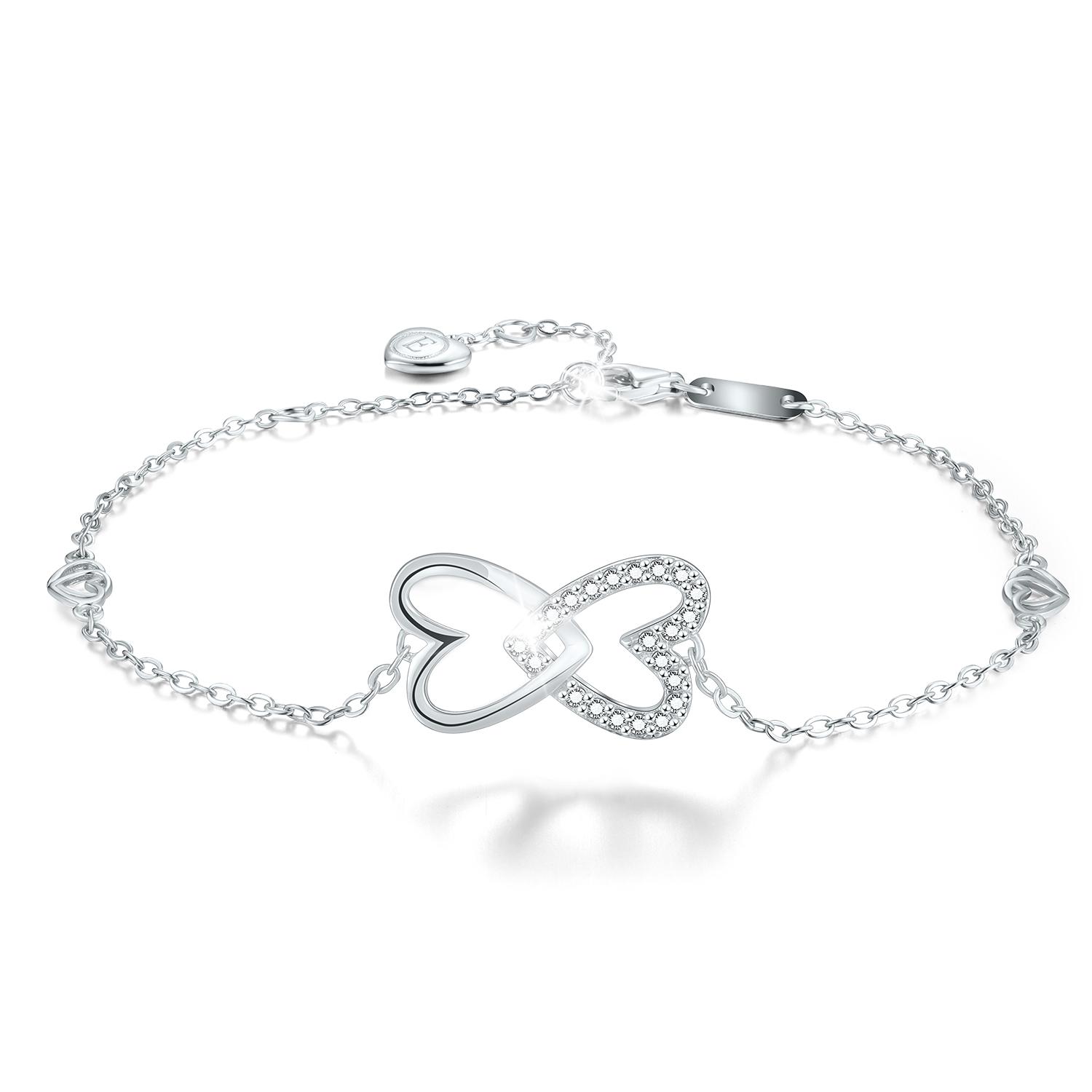 

Романтические браслеты с двойным сердцем любви для женщин, ювелирные изделия