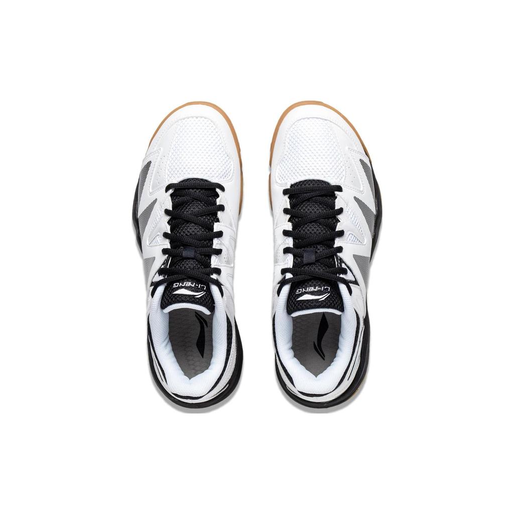Li Ning Seamless Textile, Synthetic Leather Abrasion Resistant Breathable Low Top Badminton Shoes Unisex White Black AYTT025-1