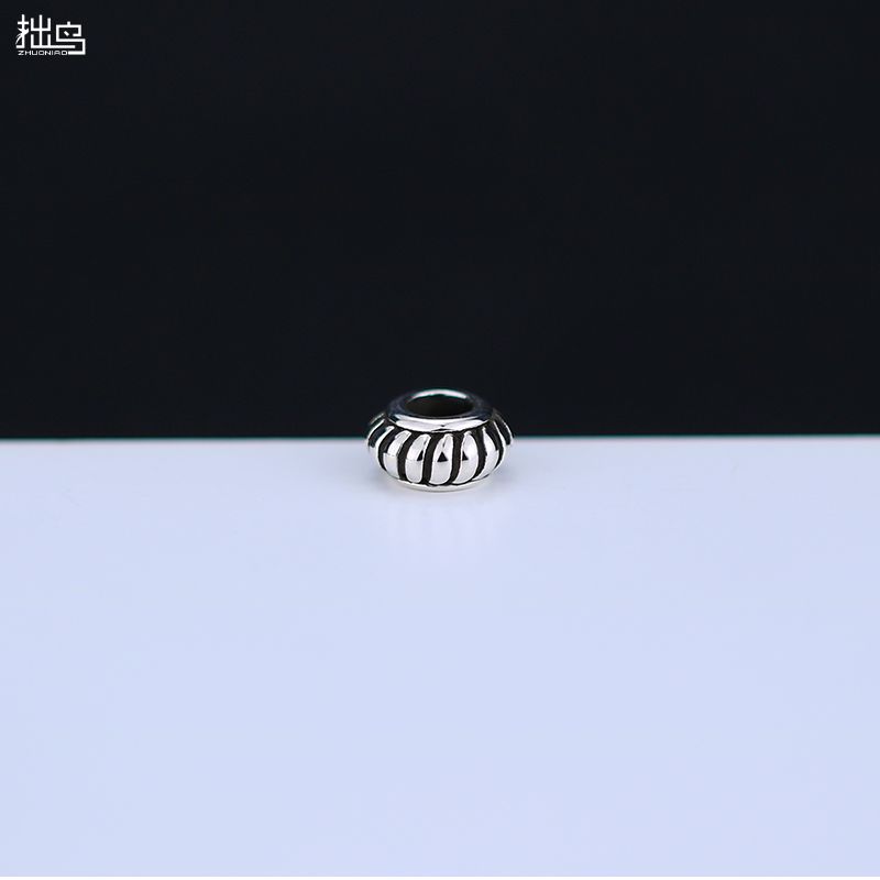 

Solid Spacer Beads Lantern Large Hole Flat round 925 Sterling Silver Copper Beads Bracelet Crafts Accessories Carrying Strap Red Rope DIY Accessories 4mm old 925 silver