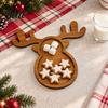 Natürliches Holz Snack-Organizer Weihnachtsbaum und Elch Serviertablett, Langlebige unterteilte dekorative Nuss-Fruchtschale Speiseplatte, Geschirr für