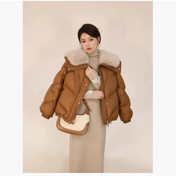 

Big Fur Collar, Small Down Padded Jacket, Women s Winter Drawstring Short Padded Jacket XS